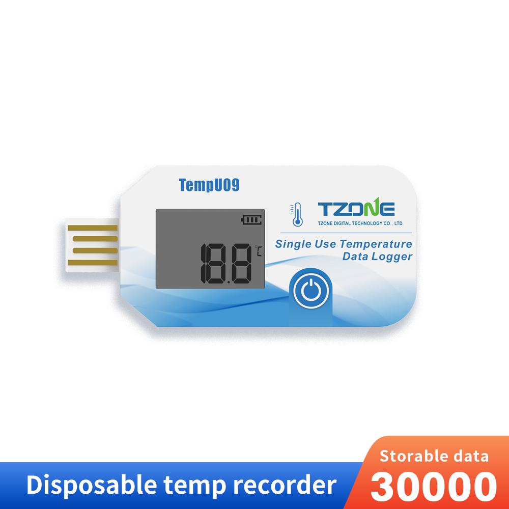 USB Temperature Data Logger Single Use Temp Recorder 32000 Sets PDF Report IP67 Waterproof Temp Datalogger for Warehouse Storage