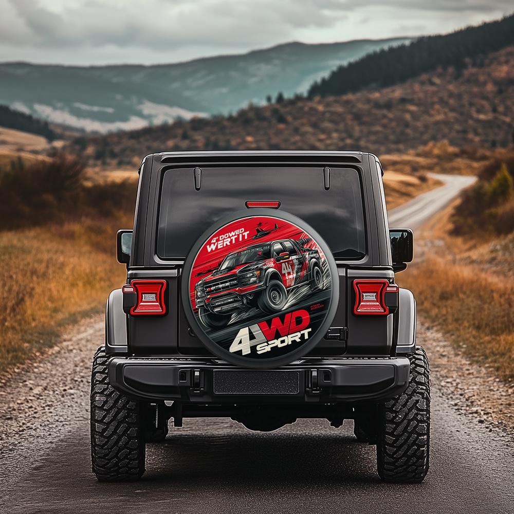4WD Sport Truck Graphic Tire Cover Polyester Fiber Graffiti Style for Pickup SUV Off-Road Vehicles Customizable Protector