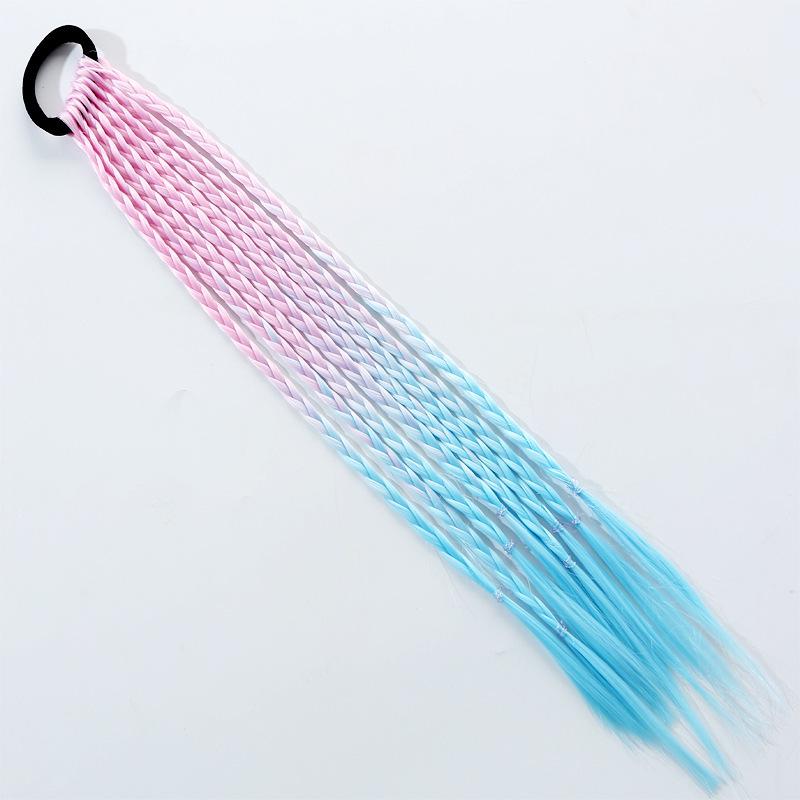 Girls' Colorful Braided Hair Extensions: Ponytails, Wigs, Hair Accessories, and Twisted Rope Ties