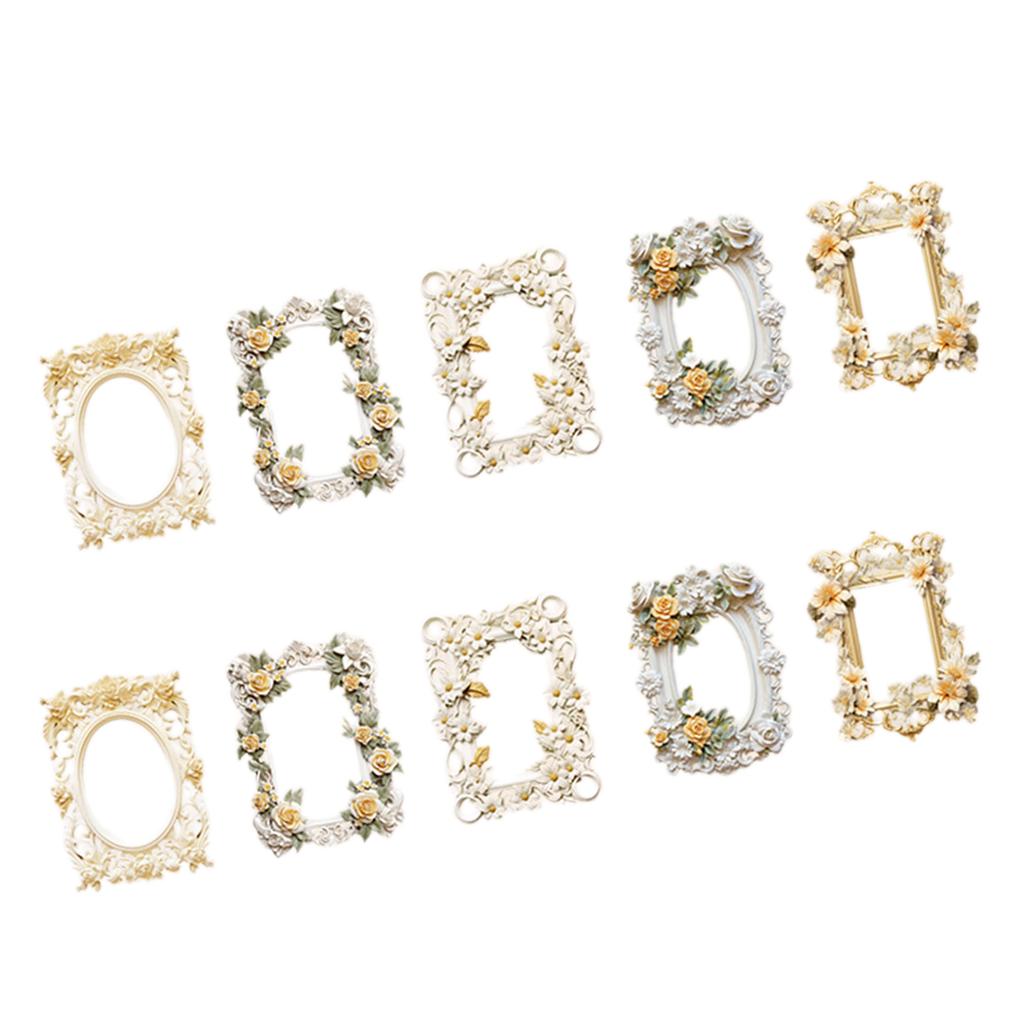 10Sheets Vintage Flower Embossed Collage Paper Vintage Frame Cutout Border for Craft Journal Decoration Valentine Card