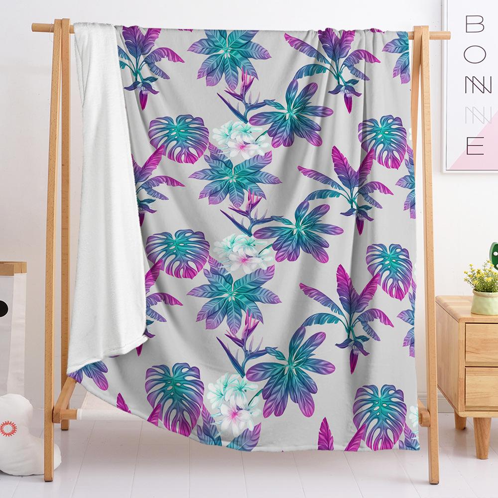 Blanket 2D Digital Printed Flannel Flower Leaf Blanket Blanket Minimum Order