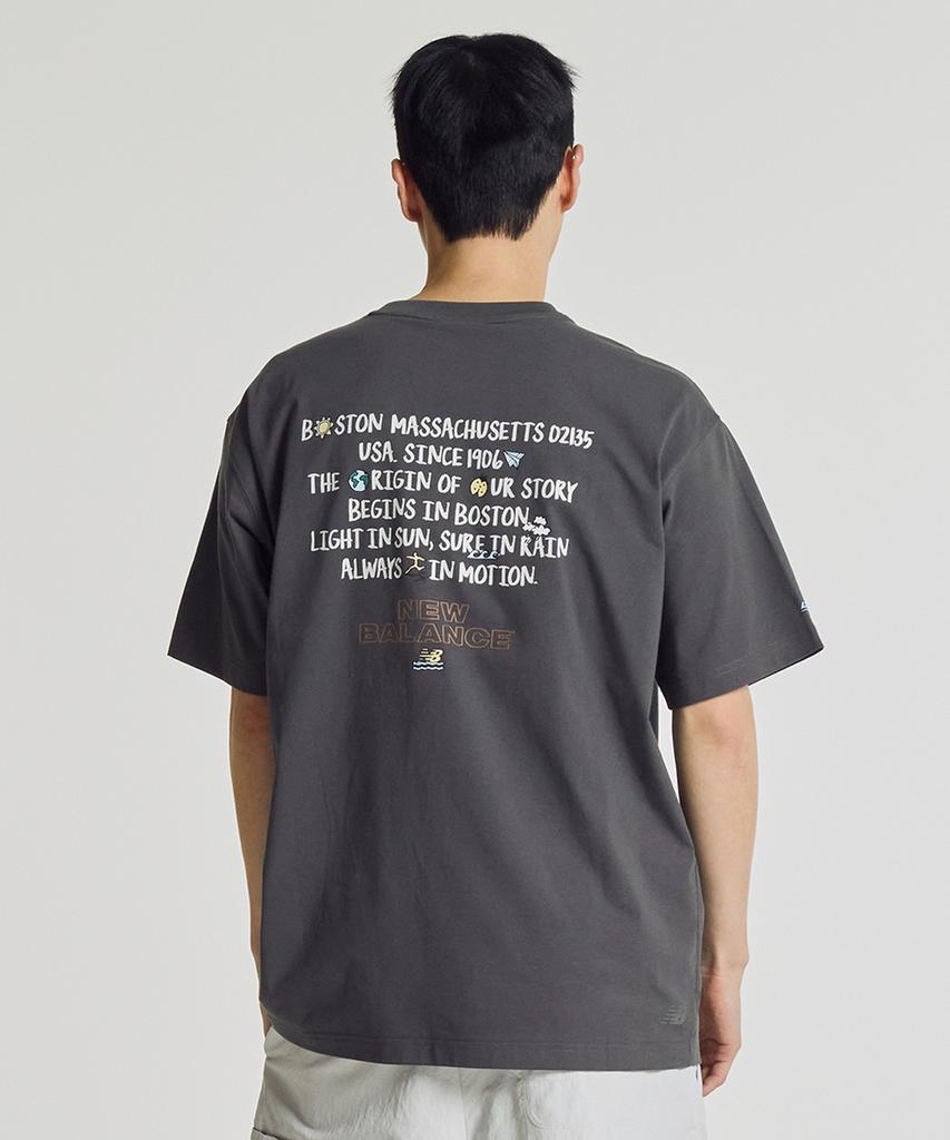 Nyuballanseu Nbneg31663 / Uni Sunny Rainy Lettering Short Sleeve T-Shirt (Charcoal)
