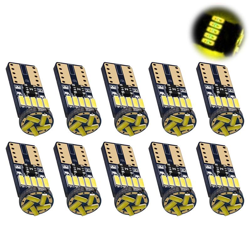 10pcs Super Bright T10 License Plate Light 168 12V Car LEDs Light W5W 194 Side Lights