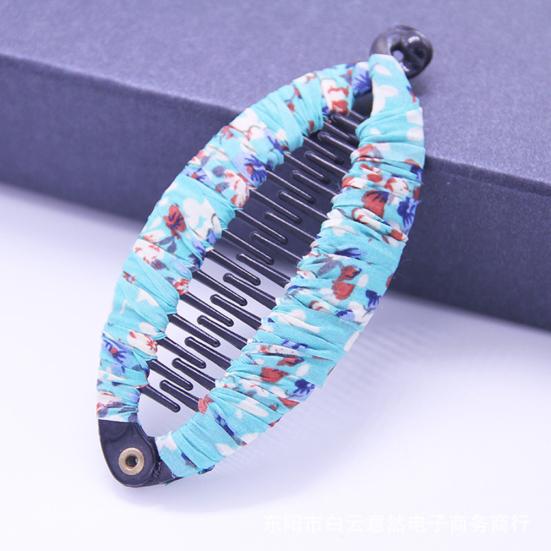 Fashion Lady Floral Print Banana Fish Shape Hairpin Hair Clip Headwear Accessory