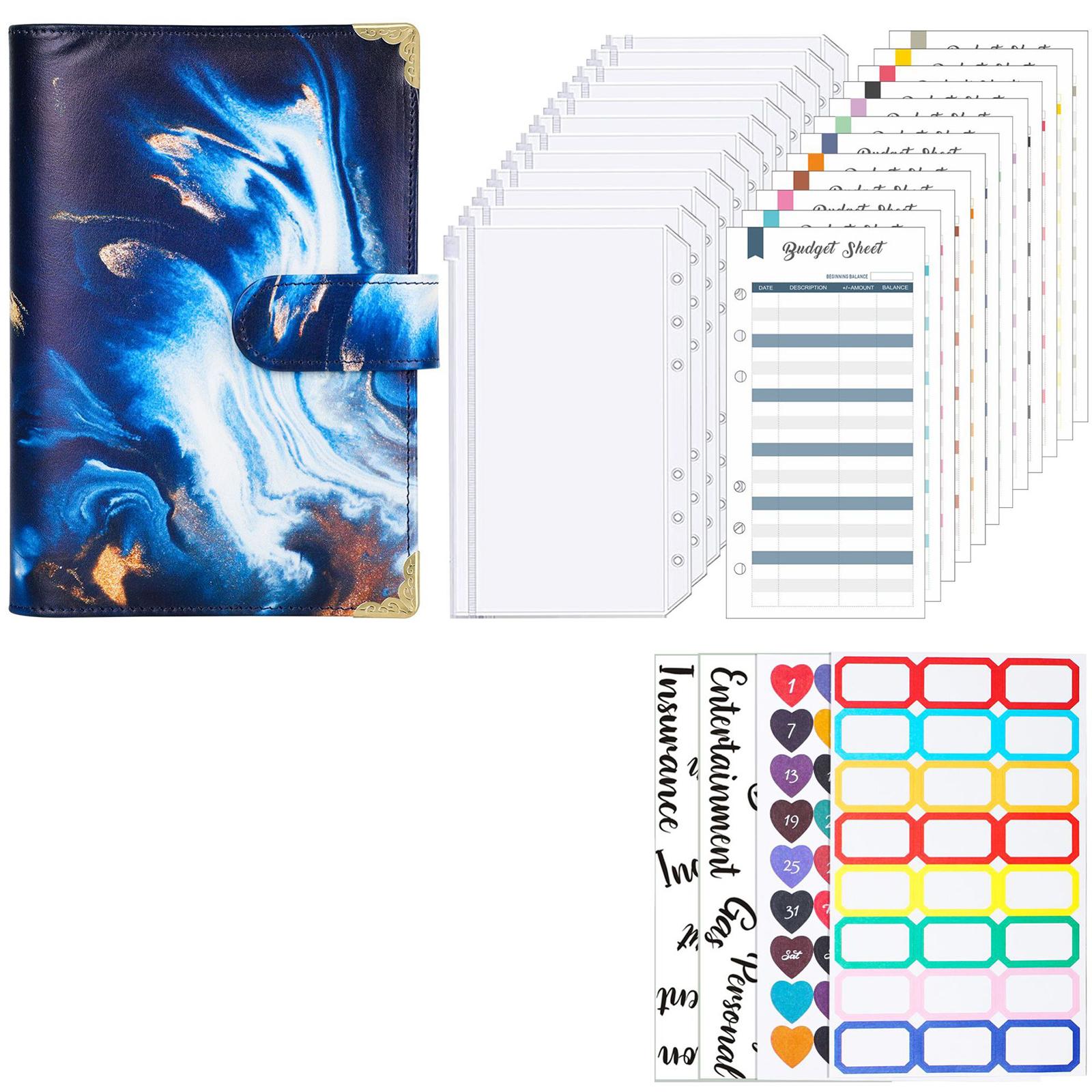 

Кожаная папка-регистратор с 12 конвертами для денег, 12 листами бюджета, наклейками для экономии денег, планировщиком бюджета 10