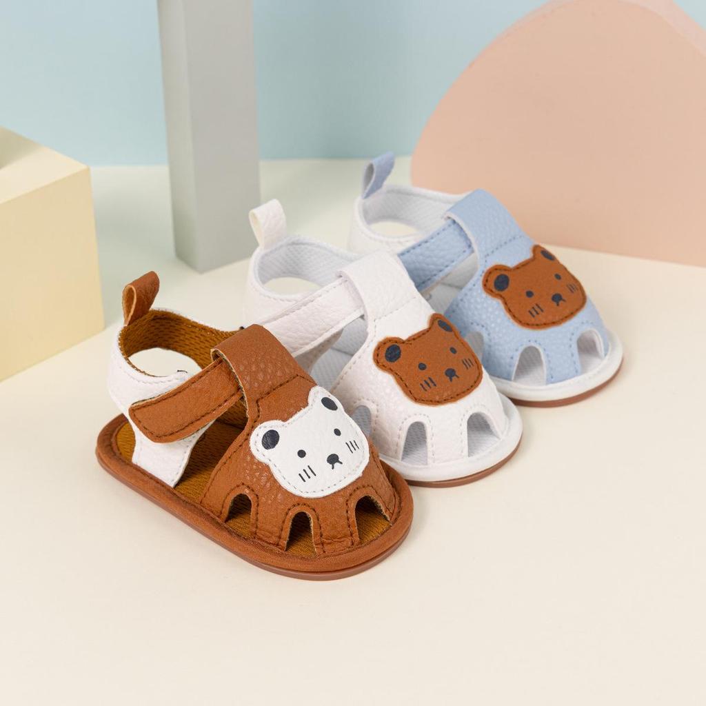 Breathable Baby Walking Shoes with Bear Pattern and Soft Rubber Sole Sandals