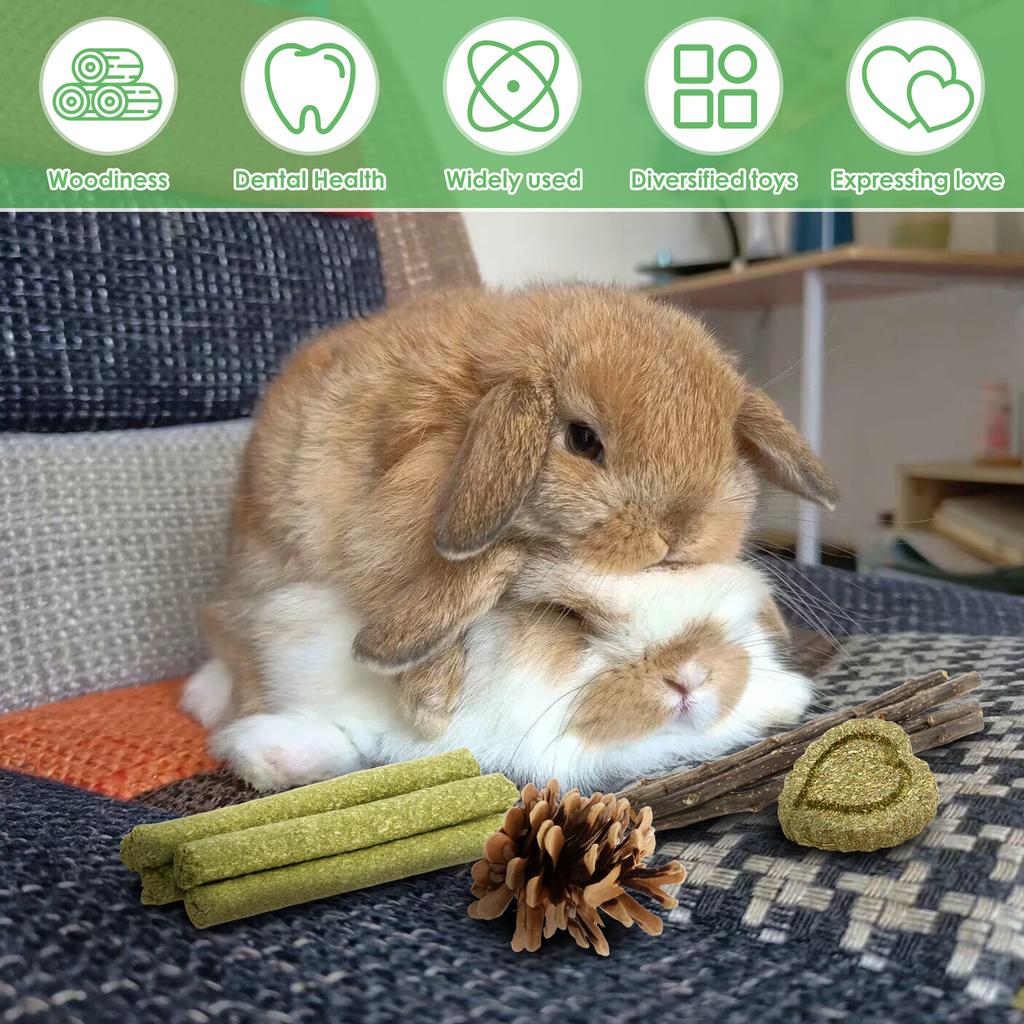 21/28Pcs Small Pet Toys Set Natural Wood Guinea Pig Rabbit Hamster Chewing Toy Interactive Parrots Play Toy Chew Grinding Stick