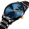 Men's Hong Kong-Style Ultra-Thin Quartz Wristwatch with Steel Band and Calendar