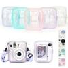 Translucent Glitter Instant Camera Case 3 In 1 with Cartoon Sticker Protective Cover Anti Scratch for Fujifilm Instax Mini 13