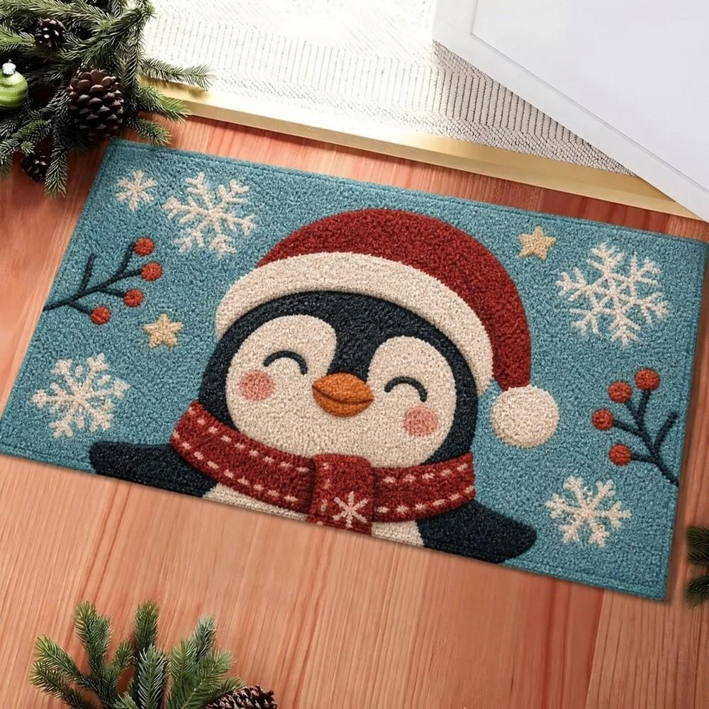 Santa Claus Design Bathroom Mat Water-absorbing Anti-slip Pad Door Carpet Christmas Season