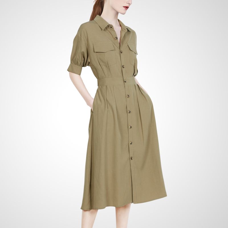 

Поло Хаки Летнее Приталенное Платье Khaki S