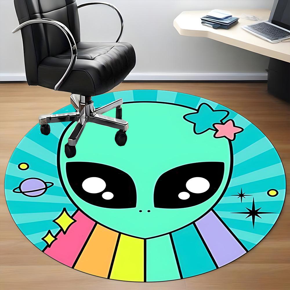 1PC Alien Sticker Chair Carpet for Office, Indoor Non-Slip Washable Carpet, Soft Comfortable Mat For Office Room yy250930169