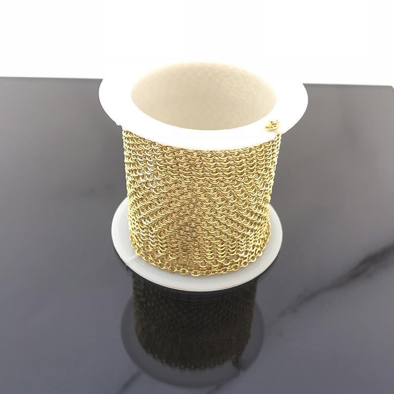 Rose Gold O-Shaped Stainless Steel Necklace & Bracelet Chain - Non-Fading, Vacuum-Plated for DIY Jewelry.