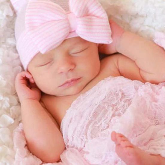 Baby Beanie Bowknot Rhinestone Cotton Soft Skin-friendly Knitted Hat for Party