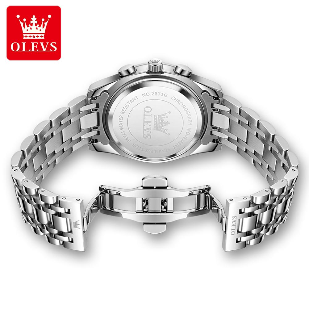 OLEVS Herrenuhr Original Mode Luxusmarke Wasserdicht Leuchtend Quarz Uhr Mondphase Automatisches Datum Uhren für Männer Chronograph