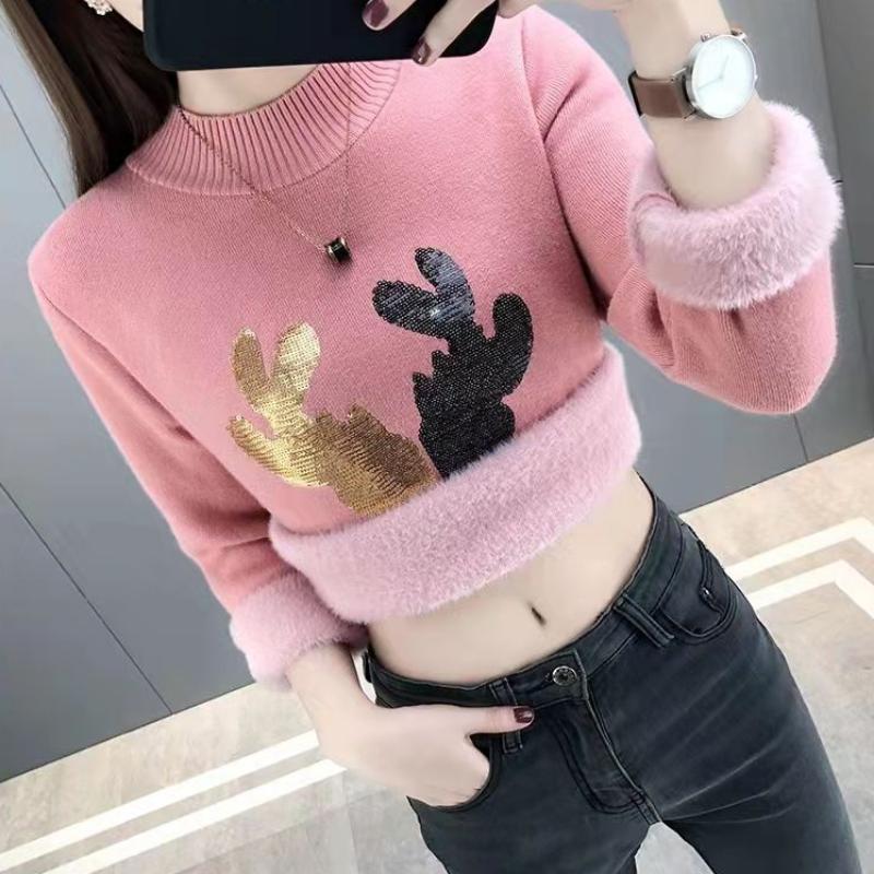 Pulover de cașmir pe jumătate guler înalt, pulover pentru femei, top 2022, nou, toamnă și iarnă, pulover din tricot îngroșat cu fundul de pluș