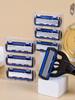 Men Manual Razor 6-Layer Stainless Steel Hair Removal Shaving Blades Replaceable Shaver Head