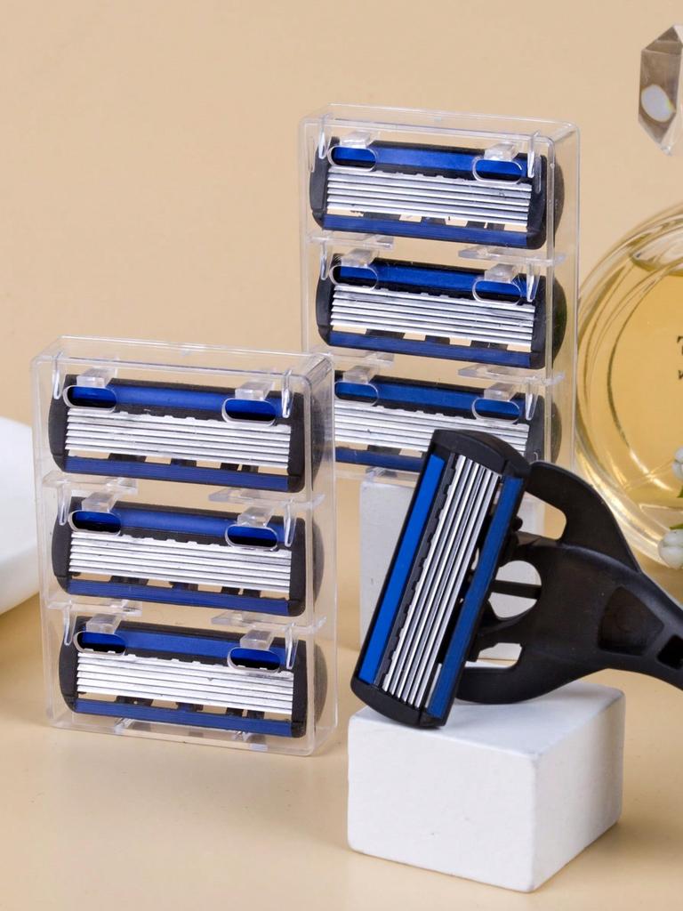 Men Manual Razor 6-Layer Stainless Steel Hair Removal Shaving Blades Replaceable Shaver Head