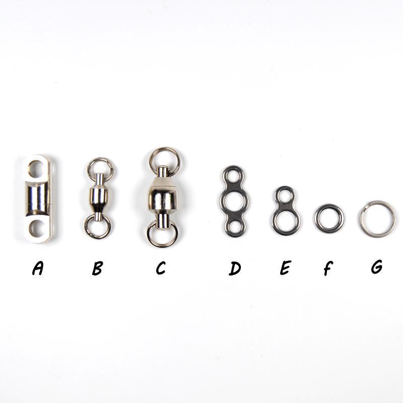 Bimoo Polierter Doppelwirbel mit massivem Ring, 8 Formschlaufen, Angelzubehör, Terminal Tackle für Trolling-Jigs-Haken