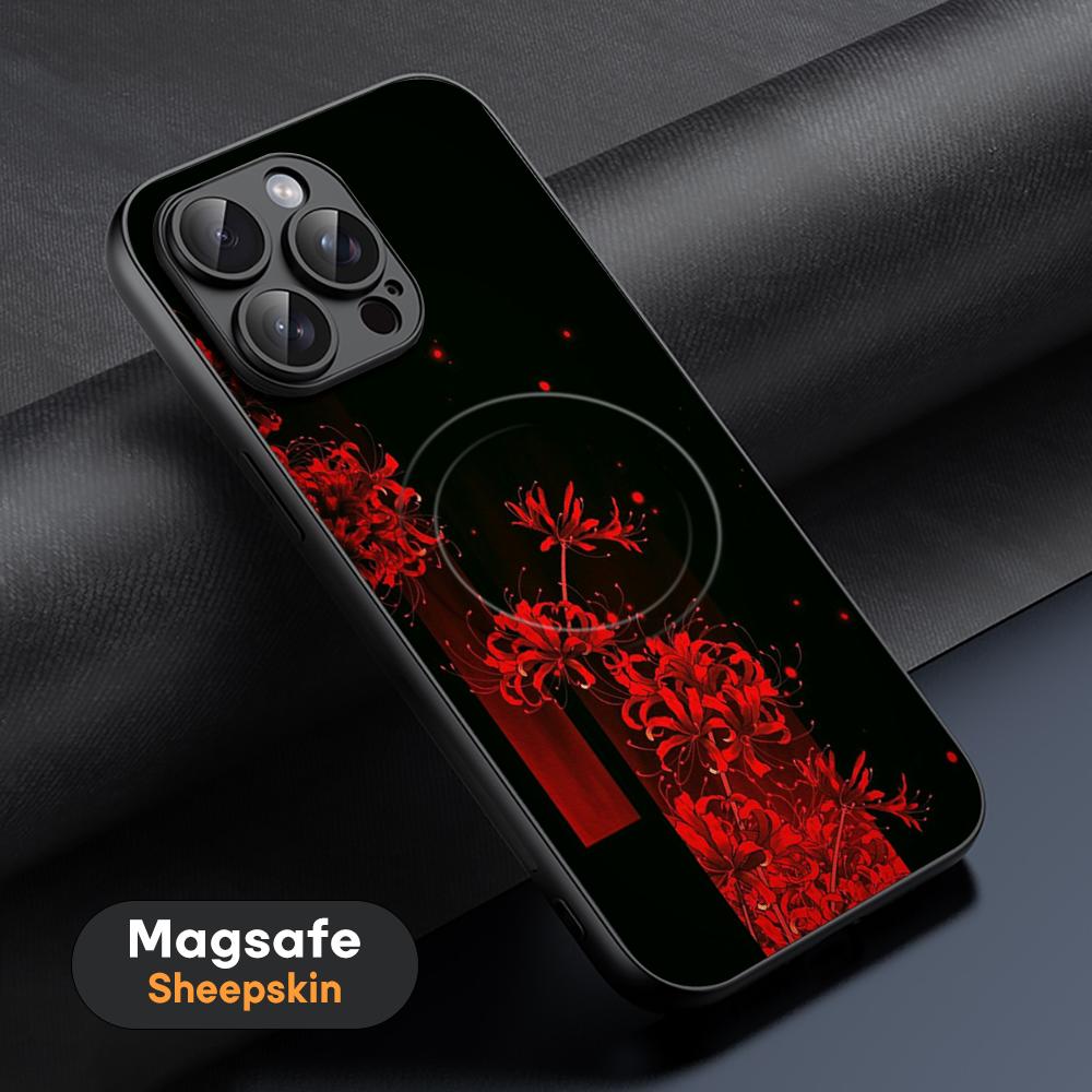 

Japan art Red spider lily fashion design Phone Case For iPhone 16 15 14 13 12 11 Plus Pro Max High-end Luxury Magsafe Sheepskin iPhone 11 Pro Max