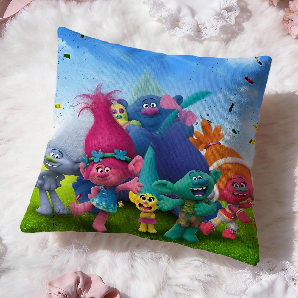 Trolls cute Cushion Cover Premium Comfort Reversible Pillow Cove -Two in One Design for Any Room & Car Interior