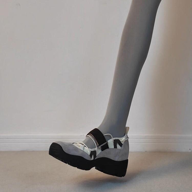 Sheepskin Version~ Genuine Leather Thick-soled Inner Height Increase of 7cm Mary Jane New Korean Version Retro Ballet Sneakers Women's Single Shoes