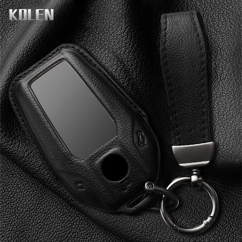 Leather Car Key Case Cover Shell For Bmw X3 G01 G31 X5 G05 X4 G02 G30 G32 I8 I12 I15 X7 M5X F20 G12 G11 5 7 Series Led Display