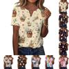 Women's T Shirt Print Button Short Sleeve Daily Weekend Fashion Basic V- Neck Regular Top