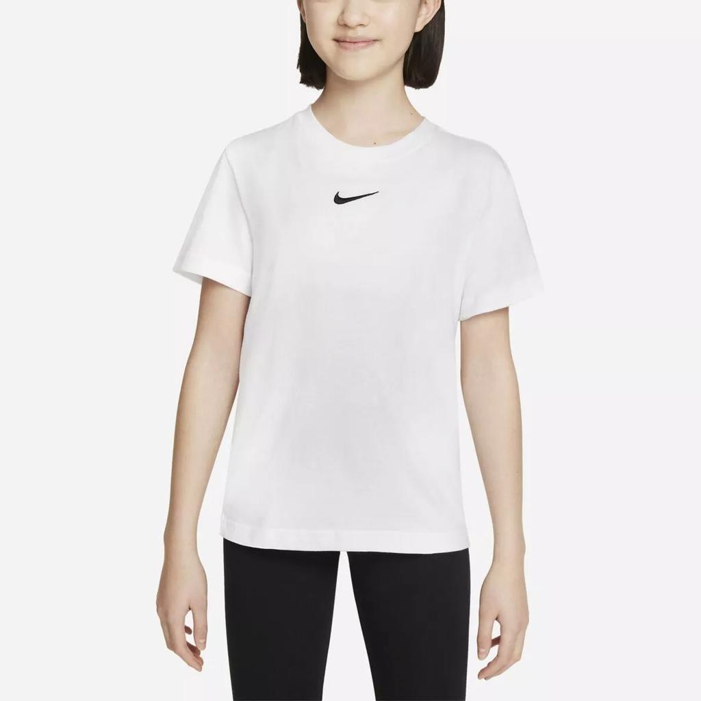 Nike Sportswear Solid Logo Round Neck Short Sleeve T-Shirt Kids Tops White DA6918-100