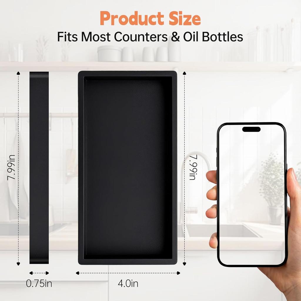 Oil Tray Kitchen Counter, Kitchen Tray for Oil Bottle, Made of Soft Silicone, Protect Bottles from Cracks and Scratches, Smooth, Easy to Clean, Keeps