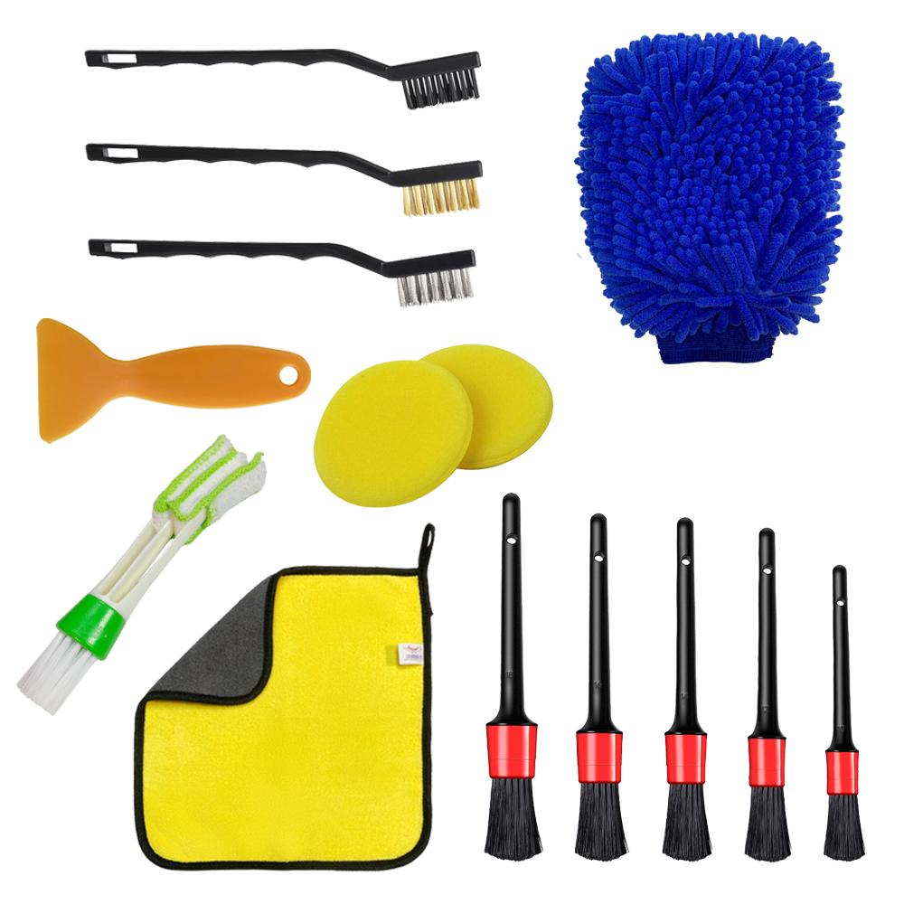 

14Pcs Car Wash Gloves Clean Brush Vehicle Maintenance Strong Water Absorption Microfiber Towel Auto Cleaning Supplies Accessorie