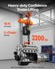 1000 kg Electric Chain Hoist, 3 m Lifting Height, 230V Single Phase Overhead Crane with 100 m Wireless & 2.4 m Wired Remote Control, Power Electric