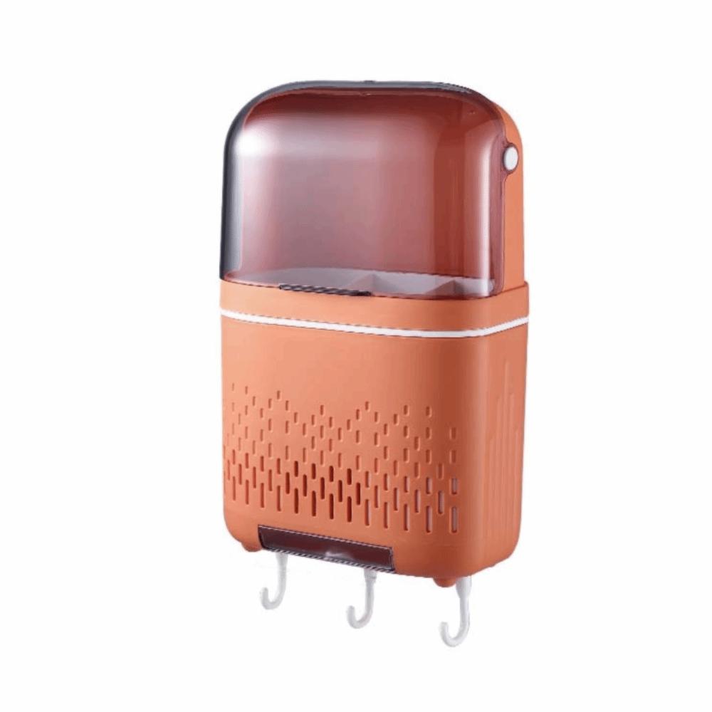 Dustproof Spoon Fork Chopstick Storage Box Wall-Mounted Drain Rack with Cover  Home Storage