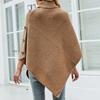 Autumn Winter Fashion Turtleneck Irregular Women Pullover Sweater Loose Shawl Cape Solid Color Knitted Cover Up Long Tops Office Casual Clothing