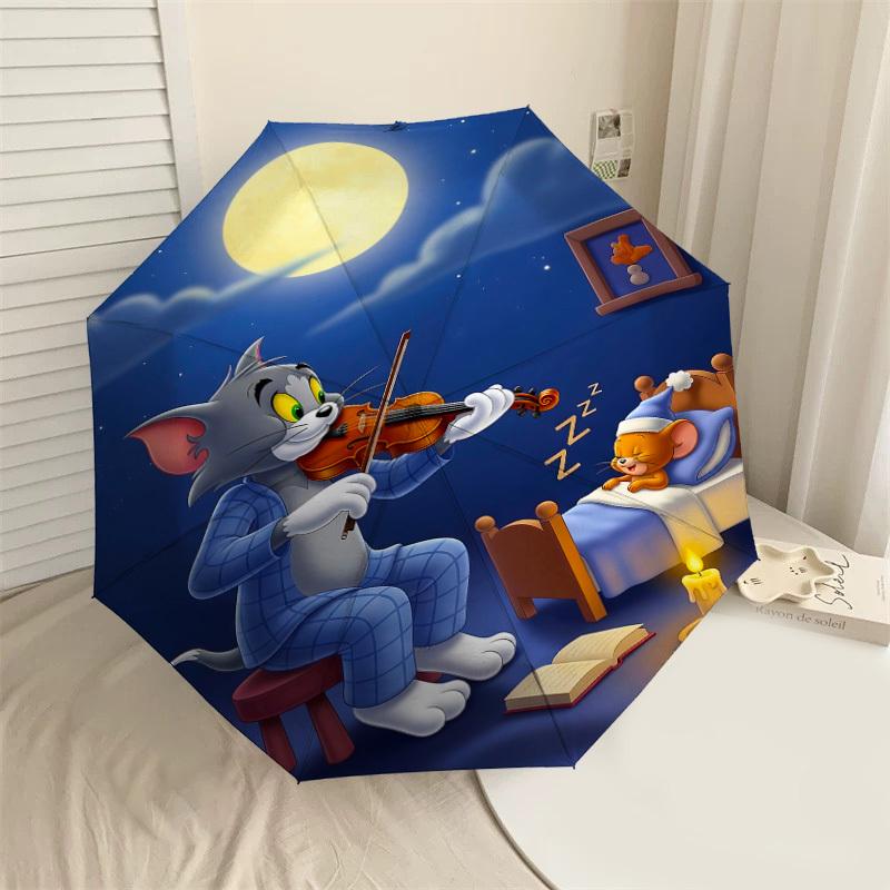 

1PC Warner cat mouse Automatic Open/Close Umbrella with Windproof, 79-Rib Sturdy Canopy, Durable Ribs1296A