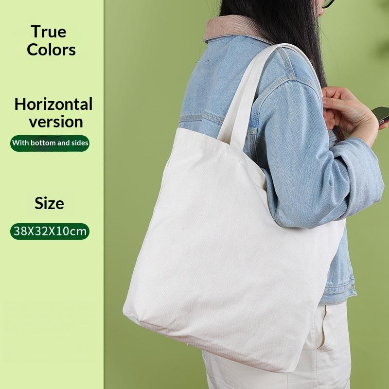 1Pcs Blank Single Shoulder Bag Canvas Shopping Bag Handheld Cotton Cloth Student Tote Bag For Shopping
