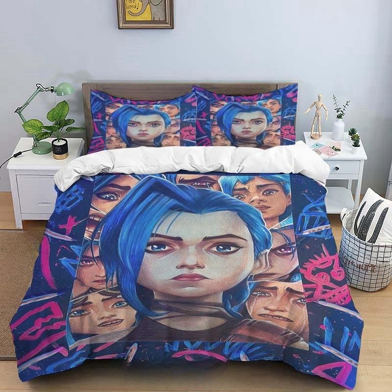 Cartoon Game Jinx Arcane_ League of Legends Bedding Set King Twin Double Child 3 Piece Mircofiber or Polyester Duvet Cover Sets