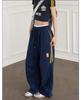 Sötétkék női bő szárú melegítőnadrág: Kényelmes utcai tánc jazz nadrág tavaszra/nyárra