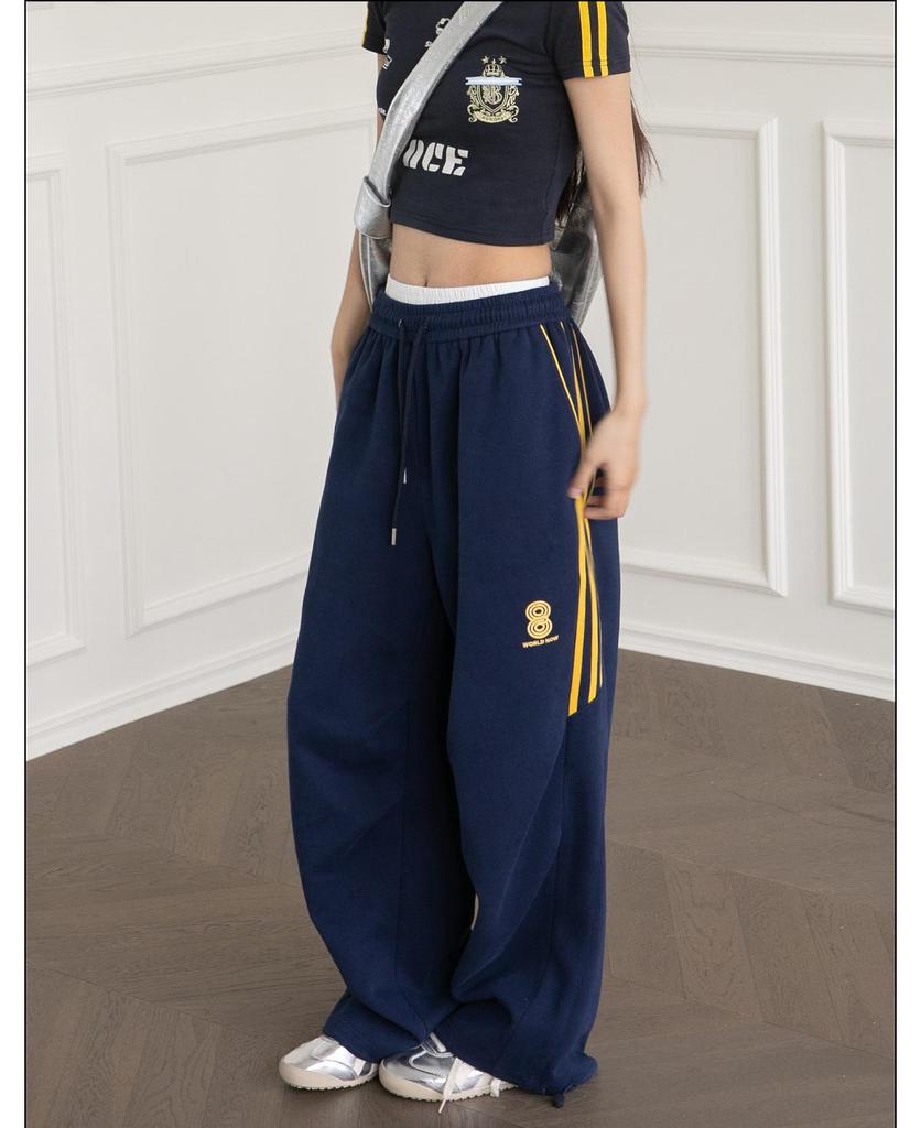 Sötétkék női bő szárú melegítőnadrág: Kényelmes utcai tánc jazz nadrág tavaszra/nyárra