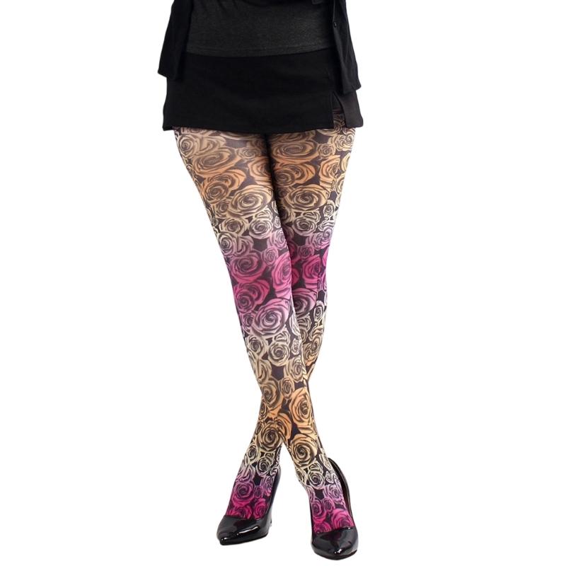 Multicolor Patterned Footed Tights for Women Printed Pantyhose Stockings for Dress Skirt Layering In Spring Fall Office and Daily Wear