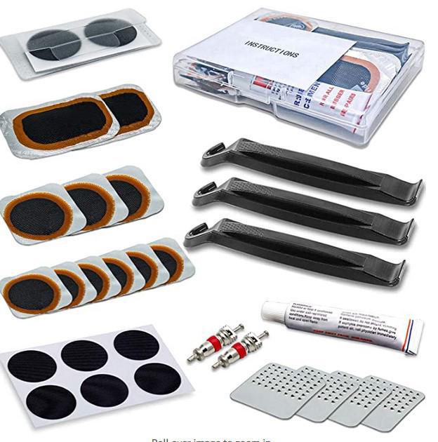 Bicycle Tire Repair Kit with Cold Patch, Glue, and Lever Tools