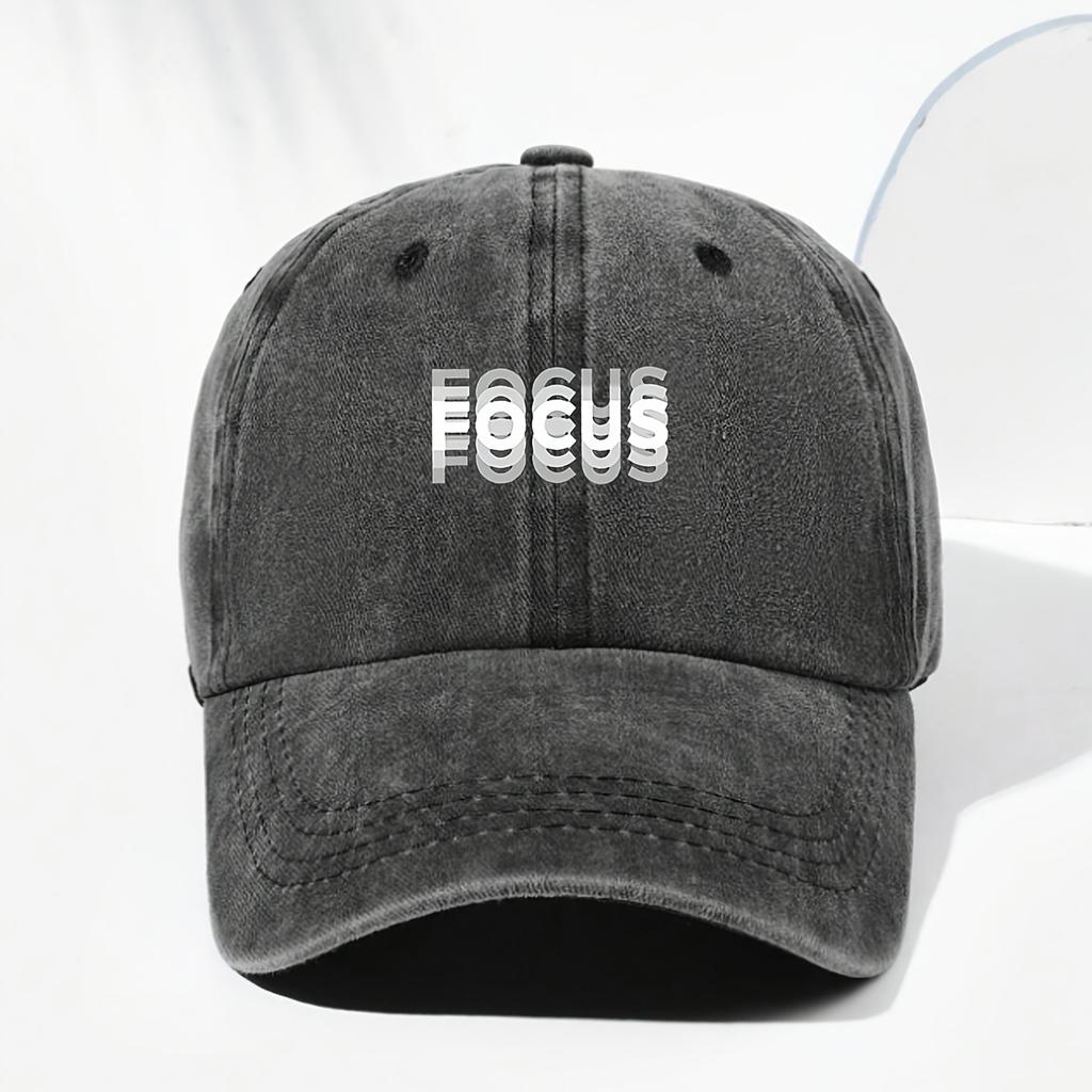 Classic Unisex Baseball Cap with "FOCUS" Print Adjustable for Daily Leisure, Outdoor Sports, and Travel