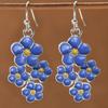 Elegant Bohemian Blue Flower Pendant Earrings for Women, Exquisite Daily Wear, New Year, Christmas, Holiday Jewelry Gifts