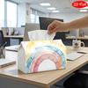 2D Flat, 1pc Tissue Box, Printed On Both Sides, A Whimsical Decorative Storage Box Featuring a Rainbow Design In Pastel Colors, Perfect for Holding Ti