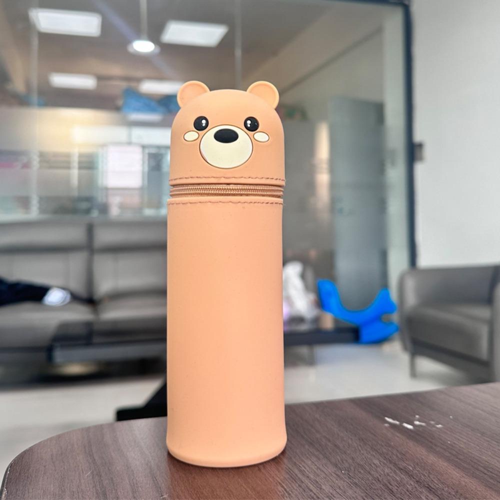 Dirt Resistant Pen Container Silicone Stationery Organizer Cartoon Pencil Holder  for Students