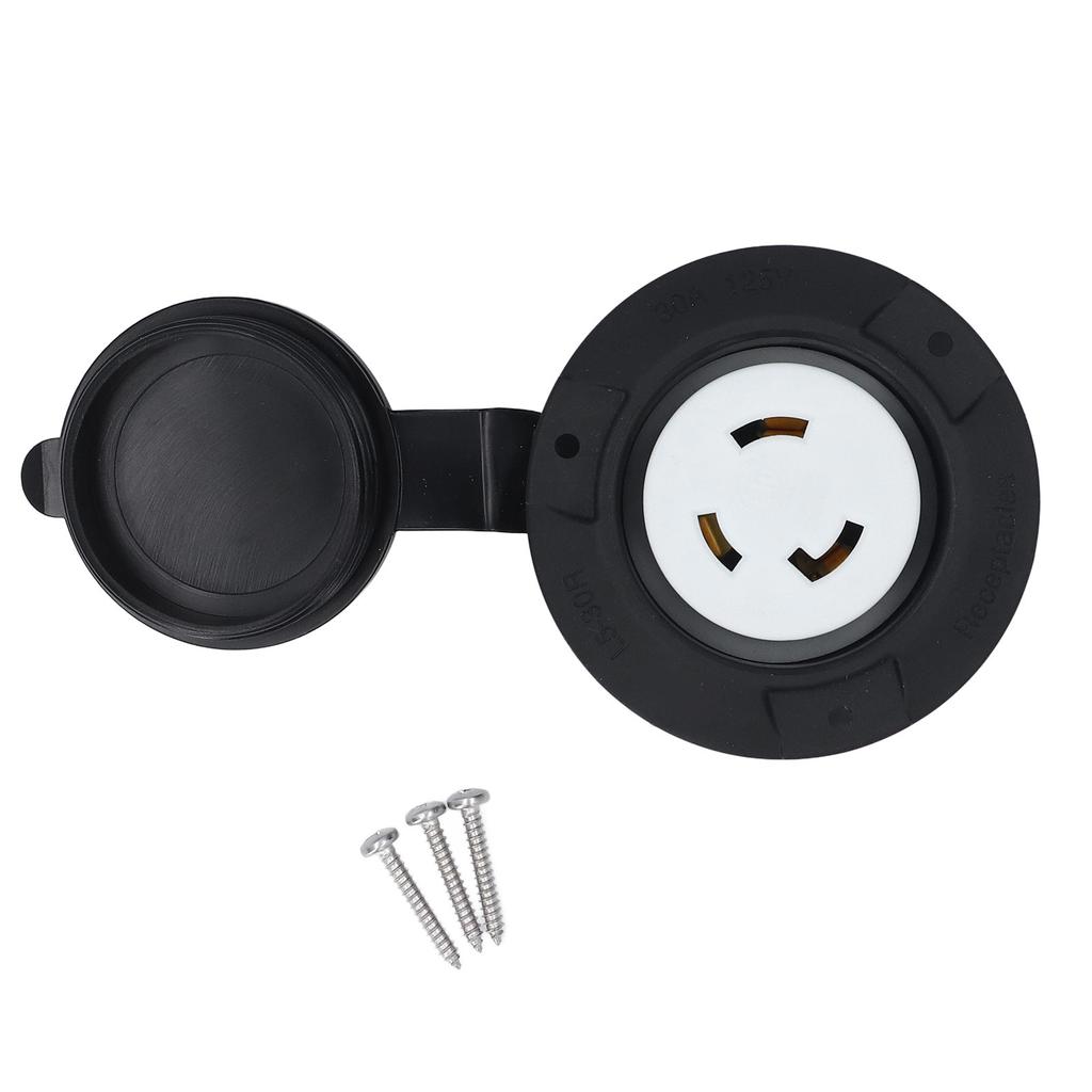 Flanged Outlet 30 Amp RV Power Flanged Outlet Locking Receptacle 125V NEMA L5-30R 2 Pole 3 Wire Electrical Socket
