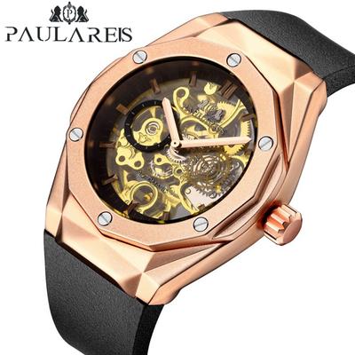 Automatisch Mechanisch Hol Roségoud Band Mannenhorloge