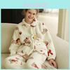 Cartoon-Schlafanzug-Set aus flauschigem Plüschstoff für Damen, Winter-Lounge-Komfort