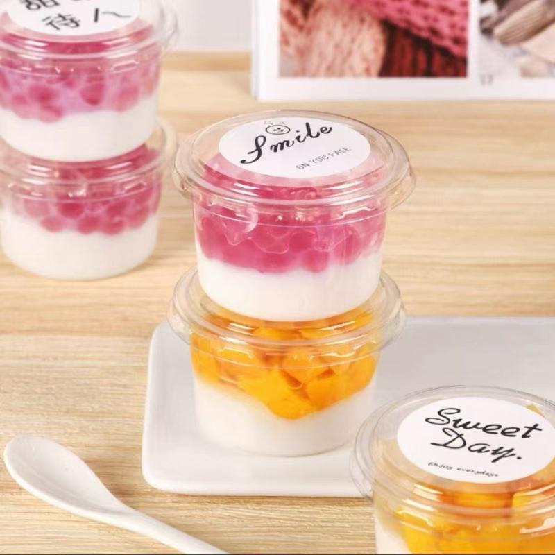 50 Pezzi Bicchieri di Plastica Trasparente Monouso Scatola per Mousse Dessert con Coperchio Dessert Acrilico Cibo Tazza per Torta 150/250/380Ml Scatola per Imballaggio
