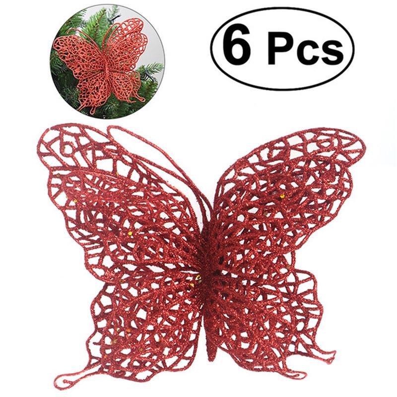 6 kusů Vánoční motýl Vánoční dekorace Ozdoby na vánoční stromek Party dekorace CDN